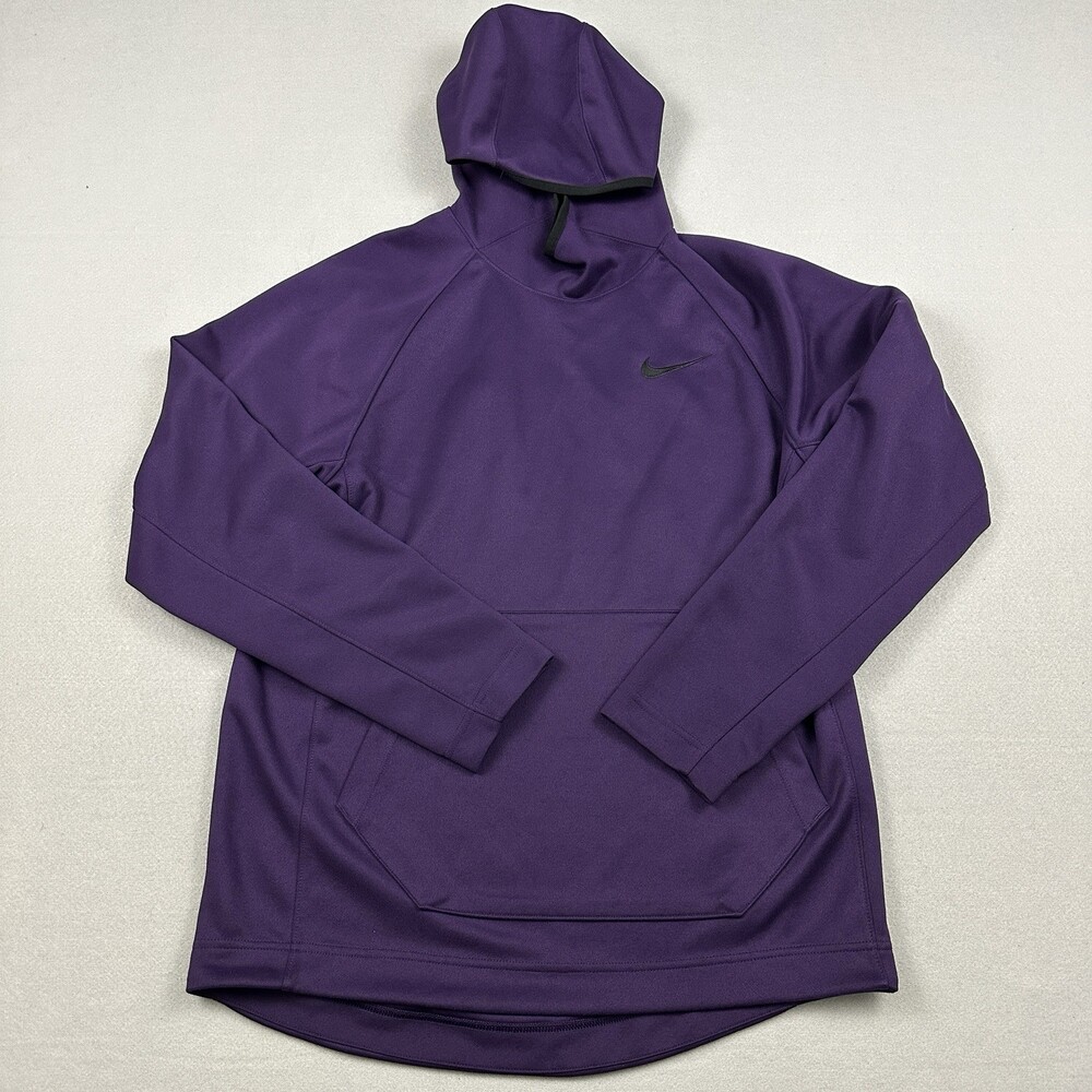 Nike Hoodie Men Medium Purple Solid Pullover Sweatshirt Dri Fit Basketball M